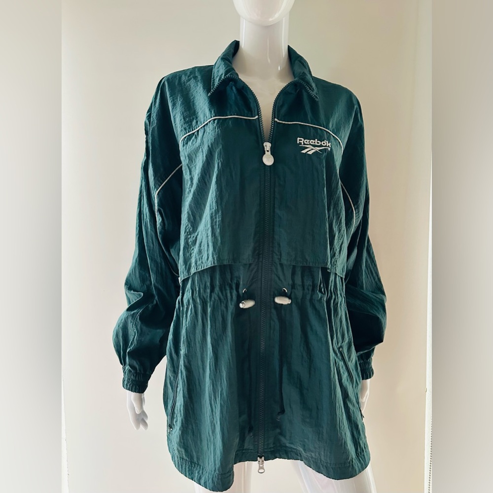 Reebok Women's Dark Green Track Jacket Windbreaker Shell Size L NWOT.